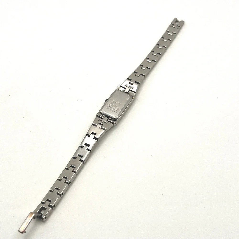 Vintage Seiko Two-Tone Skinny Rectangular Womens Watch New Battery - Picture 8 of 12